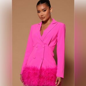 Fashion Nova Delia Feathered Blazer Dress